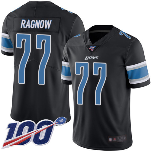 Detroit Lions Limited Black Men Frank Ragnow Jersey NFL Football #77 100th Season Rush Vapor Untouchable